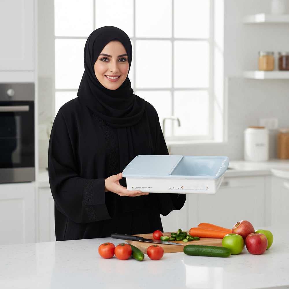 لوح تقطيع متعدد الوظائف 3 في 1 مع صينية تصريف 42 × 27 سم