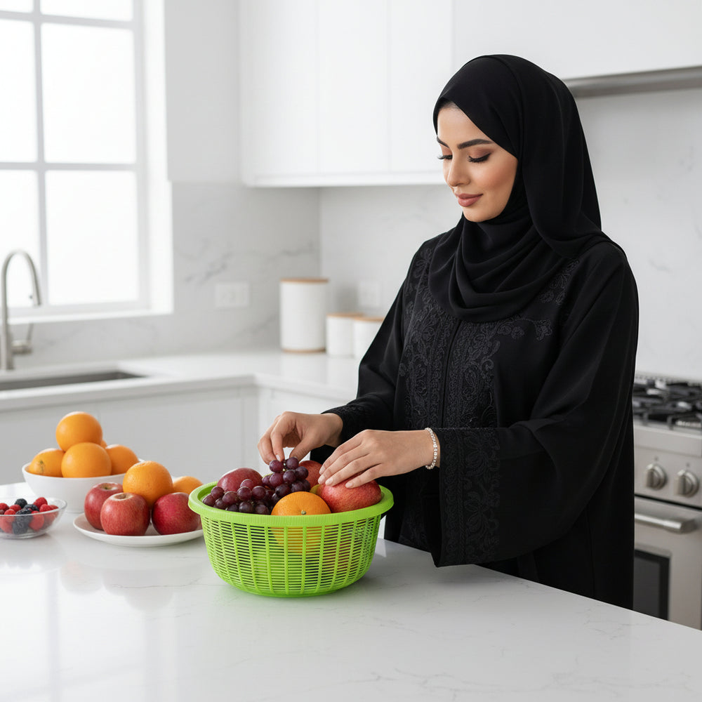سلة دائرية بلاستيكية مع غطاء 34 سم