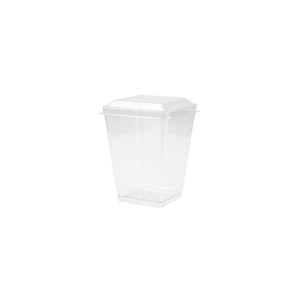 Set of 12 clear plastic dessert cups with lids