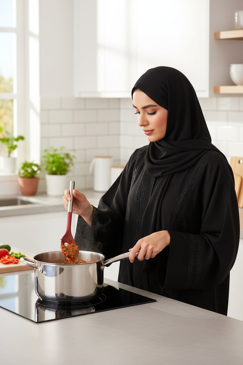 ملعقة بلاستيك متعددة الاستخدام بمقبض ستيل 30 سم