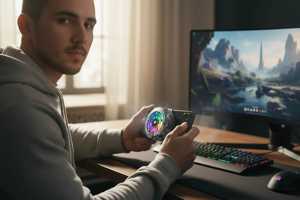 مبرد هاتف مغناطيسي للألعاب بتقنية أشباه الموصلات مع شاشة رقمية وإضاءة RGB - آنية المنزل الراقي