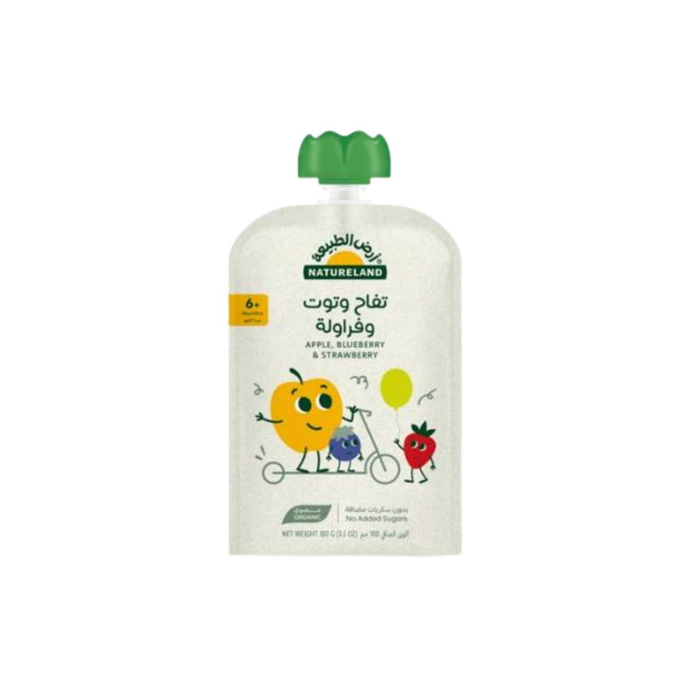 مهروس فواكه عضوي للأطفال 100 جرام أرض الطبيعة Natureland Fruit Puree - آنية المنزل الراقي