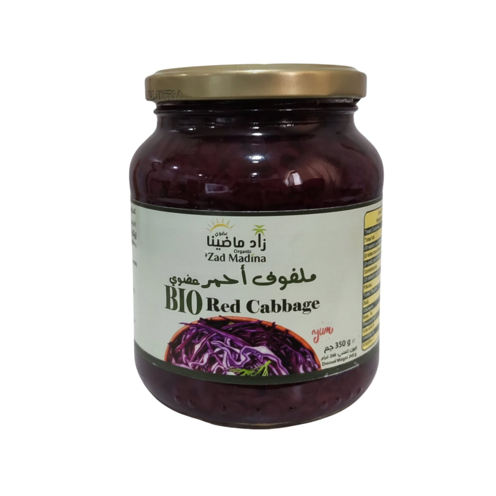 مخلل ملفوف أحمر عضوي زاد ماضينا 350 جم - آنية المنزل الراقي