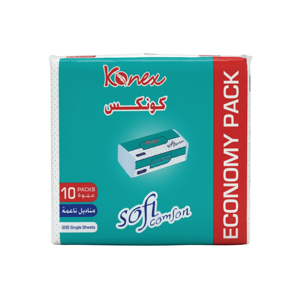 مناديل كونكس للوجه 300 منديل × 10 عبوات - آنية المنزل الراقي
