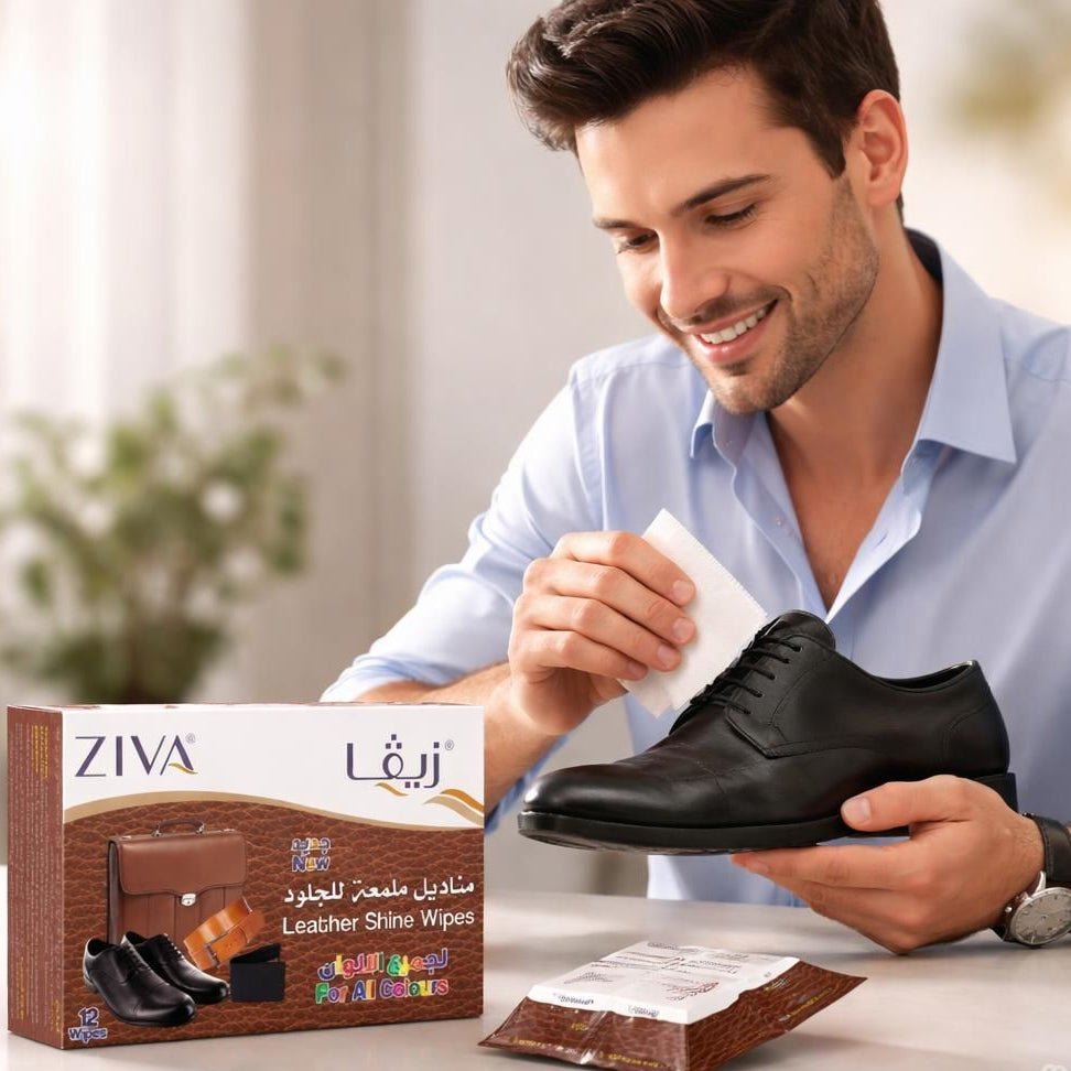 منديل تلميع الجلود 12 منديل من Ziva - آنية المنزل الراقي