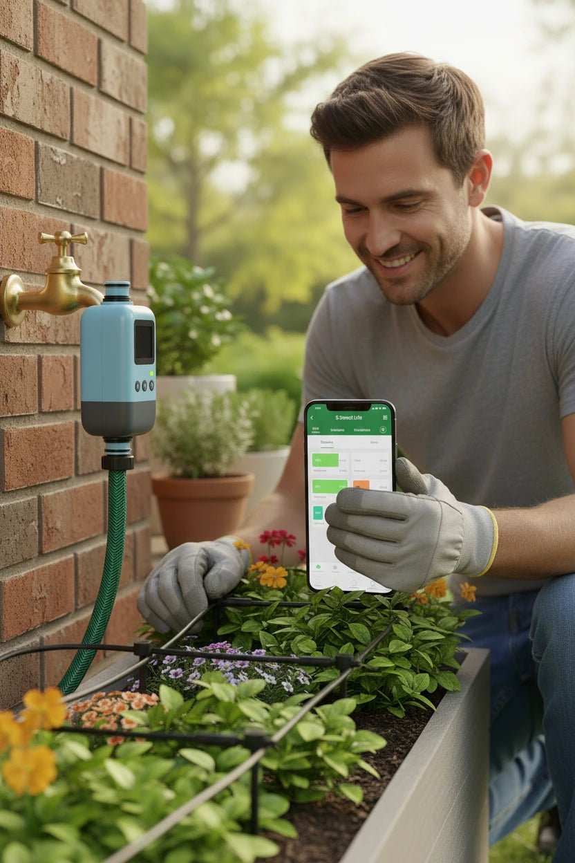مؤقت ري ذكي للحدائق بتقنية WiFi للتحكم التلقائي في رشاشات المياه والري بالتنقيط Smart WiFi Garden Watering Timer - آنية المنزل الراقي