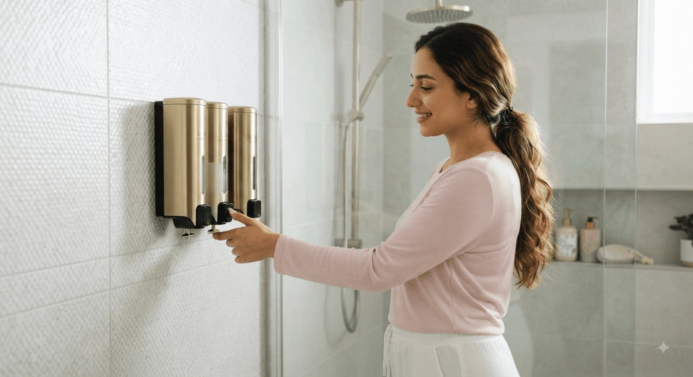 موزع صابون وشامبو جداري 350 مل بتصميم مفرد أو مزدوج أو ثلاثي للحمام - آنية المنزل الراقي