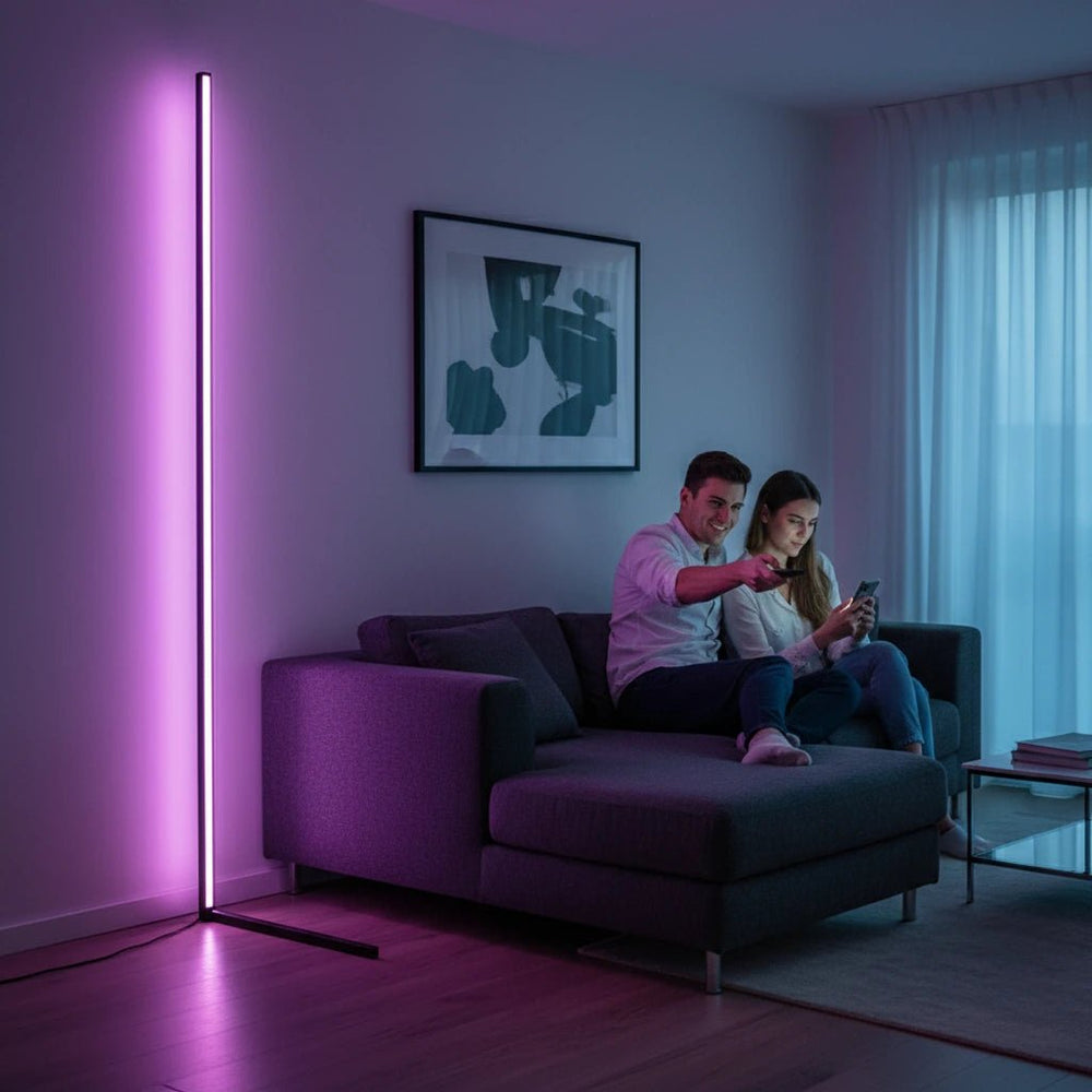 مصباح أرضي ذكي RGB LED لإضاءة الزوايا مع تطبيق وتحكم بالموسيقى - آنية المنزل الراقي