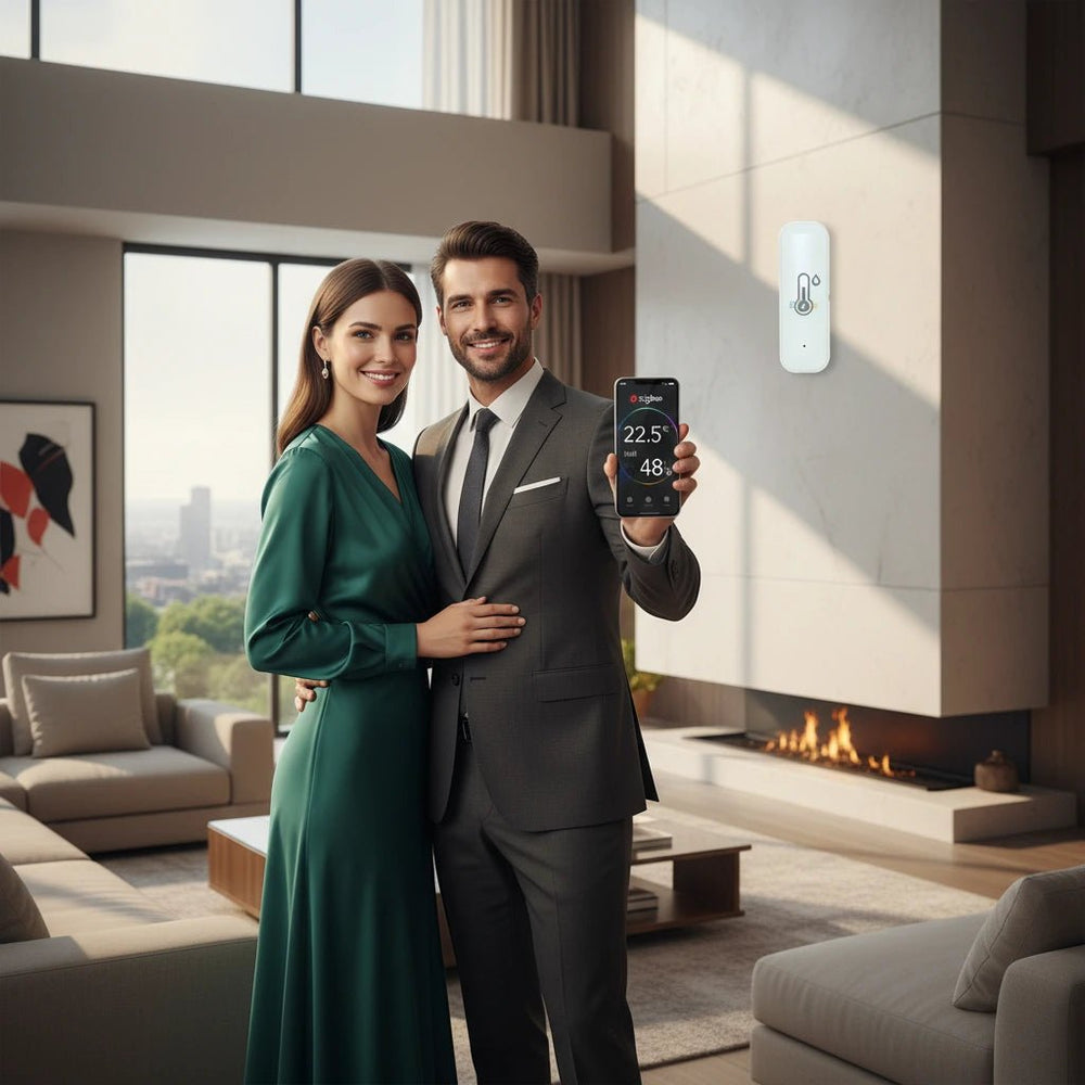 مستشعر ذكي لدرجة الحرارة والرطوبة بتقنية Zigbee - آنية المنزل الراقي