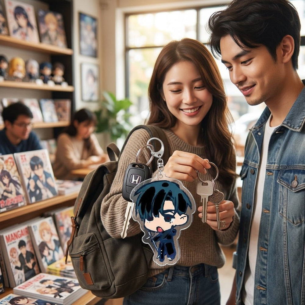 ميدالية مفاتيح أنمي أكريليك Alien Stage Chibis بتصميم شخصيات الأنمي مع حلقة مفاتيح وإكسسوار للحقائب - آنية المنزل الراقي