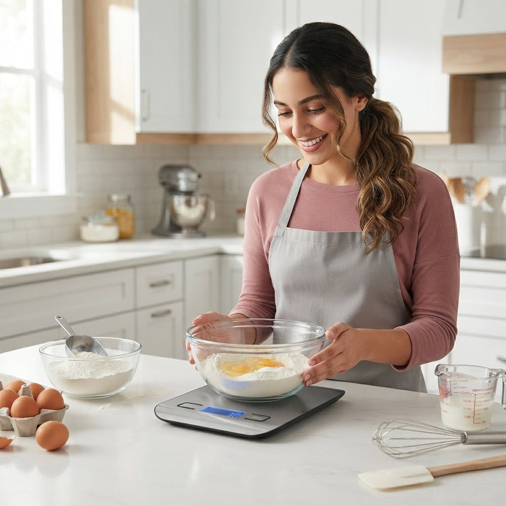 ميزان إلكتروني رقمي دقيق للمطبخ والخبز مع شاشة LCD - آنية المنزل الراقي