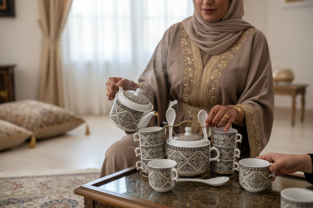 طقم تقديم شوربة من السيراميك 15 قطعة