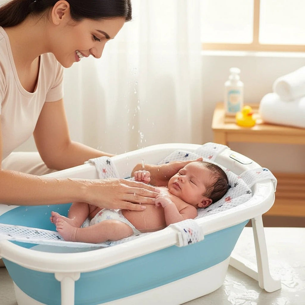 وسادة شبكية لاستحمام الأطفال حديثي الولادة قابلة للتعديل ومضادة للانزلاق - آنية المنزل الراقي