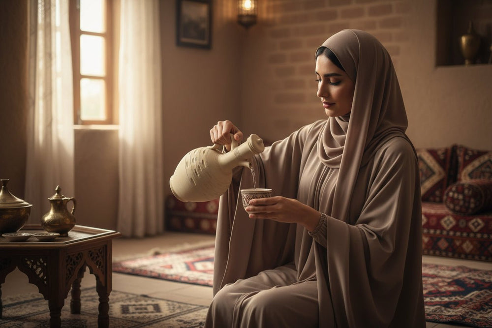 جرة ماء فخارية مع غطاء سعة 1.2 لتر