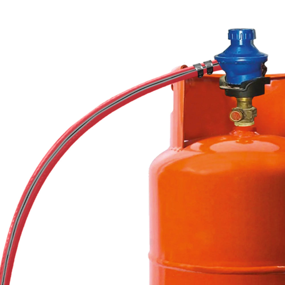 Gas pressure regulator with safety button