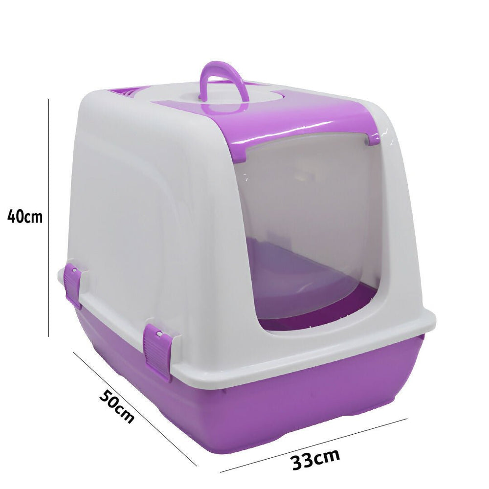 Enclosed cat litter box with handle 