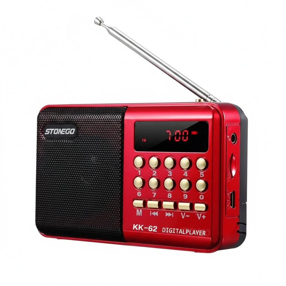 راديو FM محمول قابل لإعادة الشحن مع مشغل MP3 ومكبر صوت مدمج - آنية المنزل الراقي