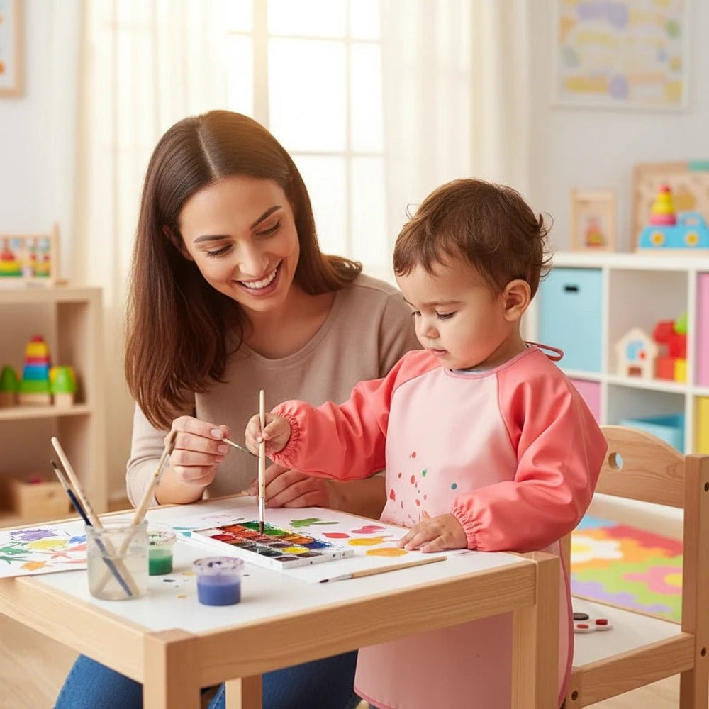 رداء أطفال مقاومة للماء للرسم وتناول الطعام بأكمام طويلة - آنية المنزل الراقي