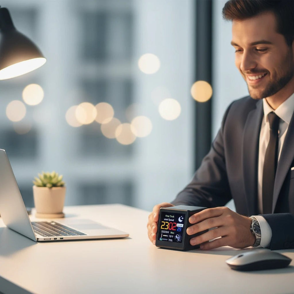 ساعة الطقس الذكية الرقمية مع إطار صور إلكتروني - آنية المنزل الراقي