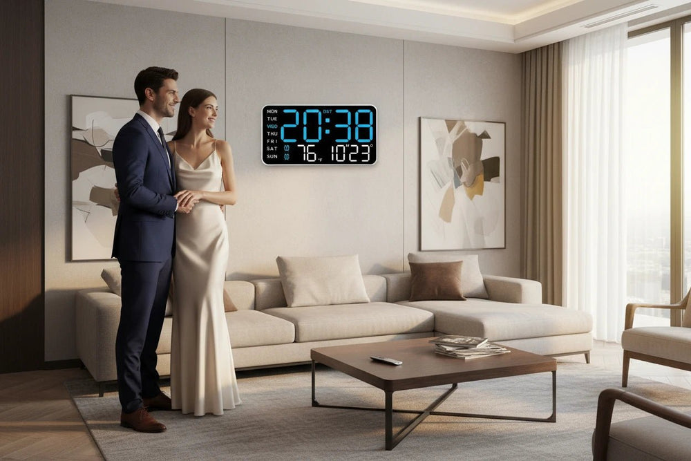 ساعة حائط رقمية ذكية LED كبيرة - آنية المنزل الراقي