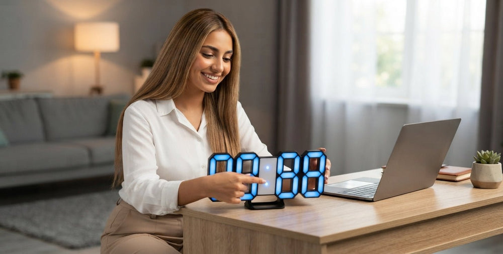 ساعة رقمية LED عصرية متعددة الألوان للمكتب والمنزل - آنية المنزل الراقي
