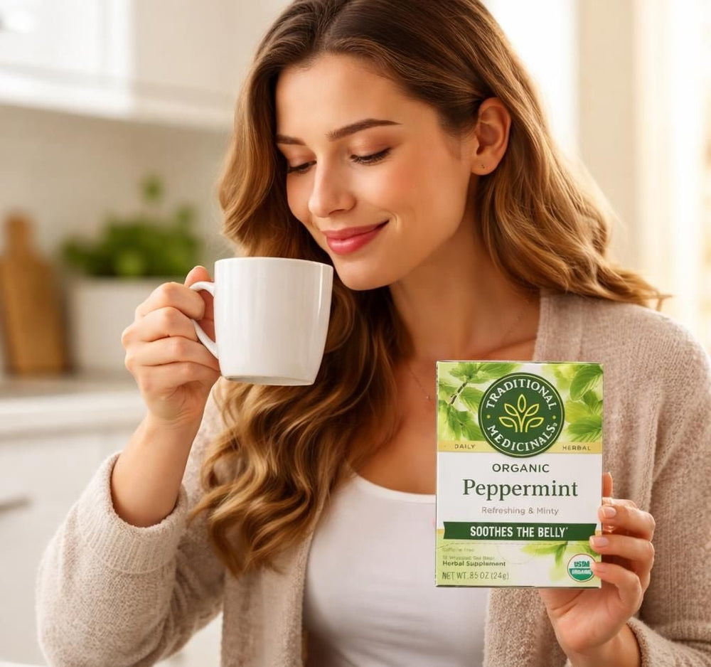 شاي النعناع الفلفلي العضوي 16 كيس 24 جم من Traditional Medicinals - آنية المنزل الراقي