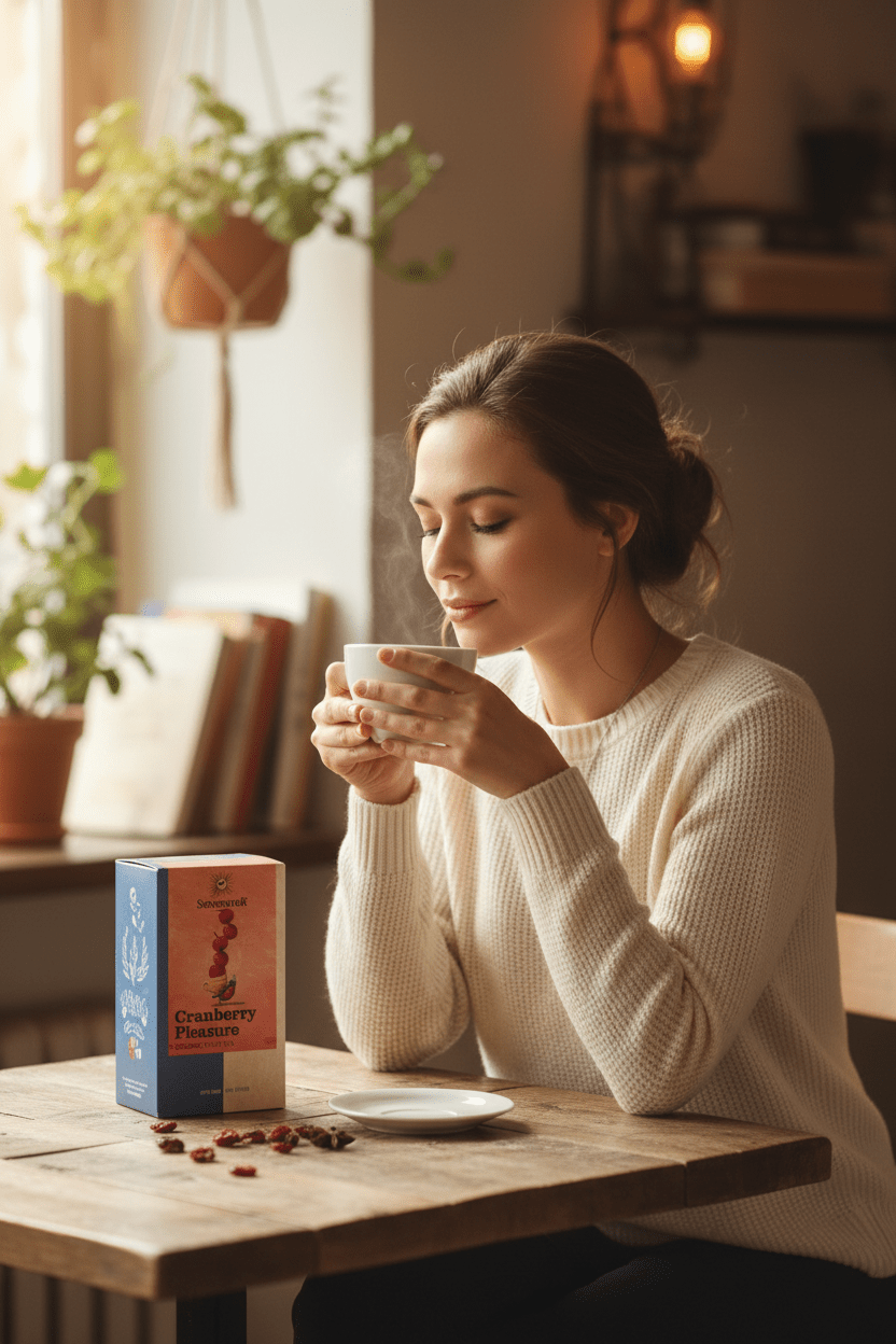 شاي توت الكرانبيري بالفواكه العضوي سوننتور 50.4 جم - آنية المنزل الراقي