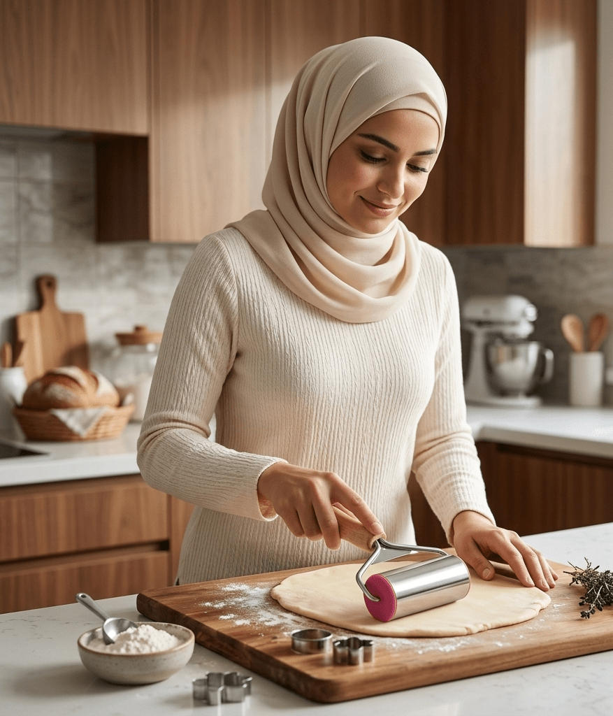 شوبك ستانلس ستيل بمقبض خشبي 17 × 12.5 × 4 سم - آنية المنزل الراقي