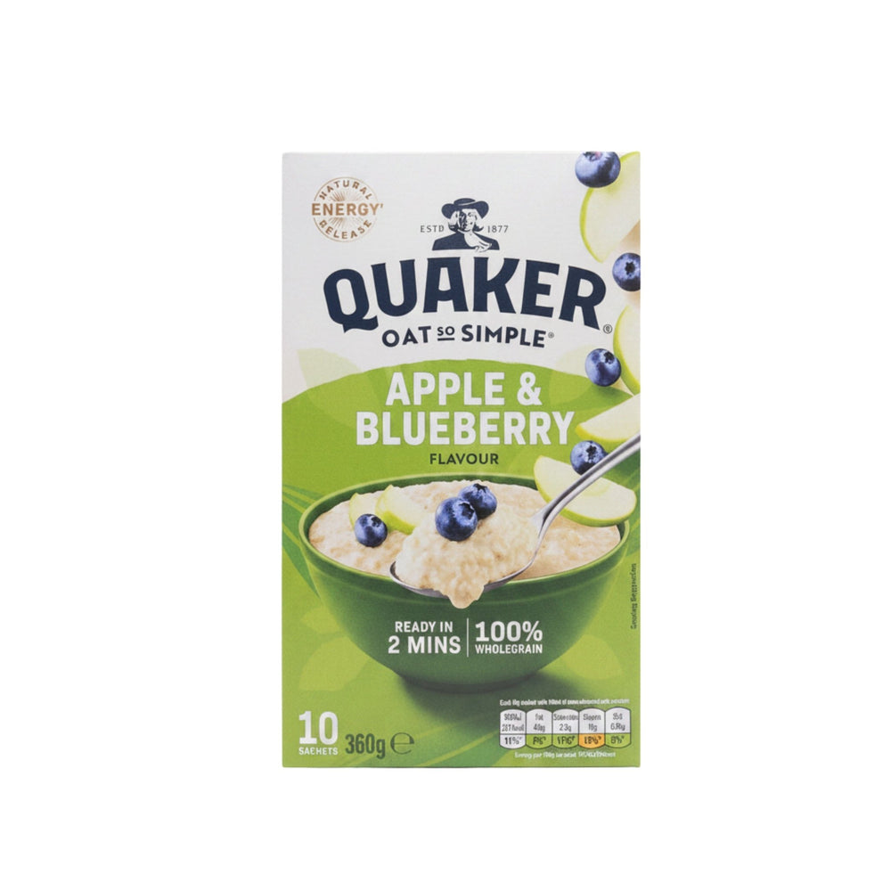 شوفان كويكر سريع التحضير بنكهة التفاح والتوت الأزرق 360 غرام من Quaker Oats - آنية المنزل الراقي