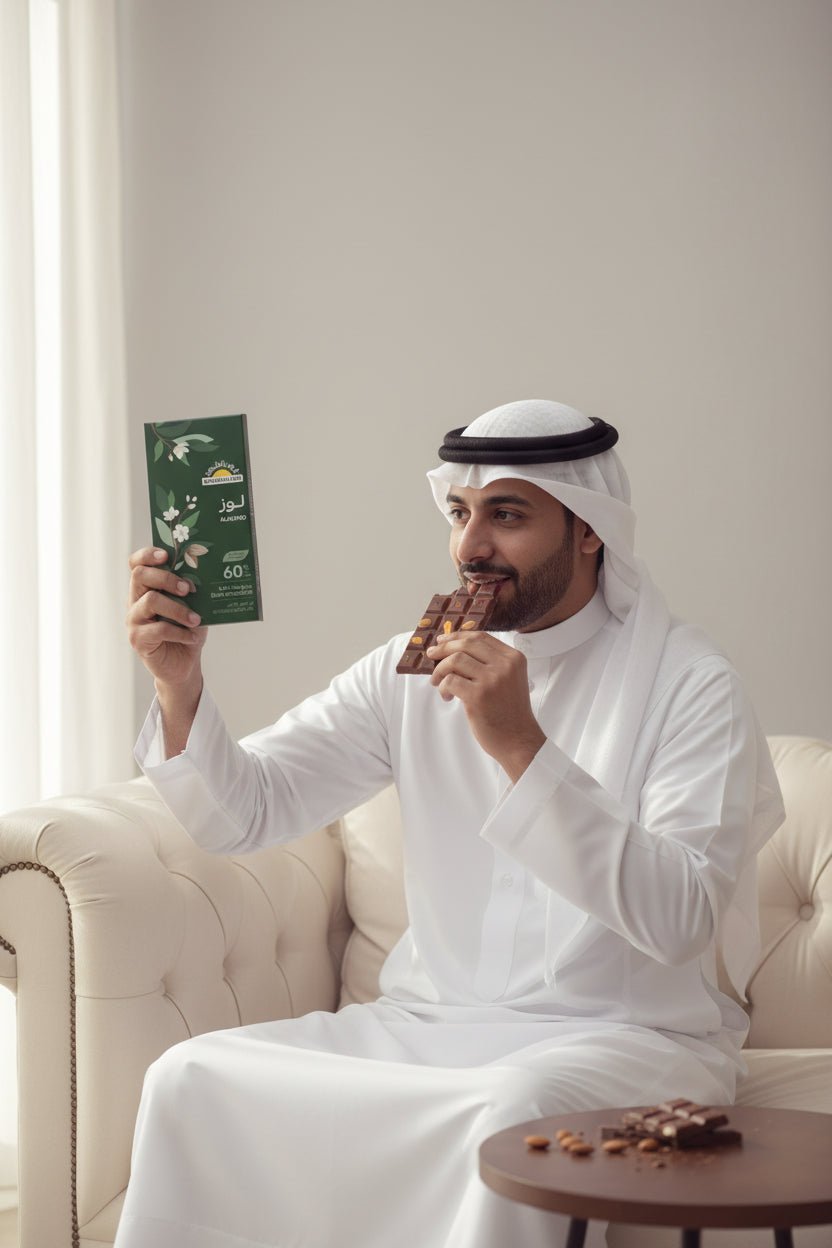 شوكولاتة داكنة باللوز عضوي 100 جم أرض الطبيعة - آنية المنزل الراقي