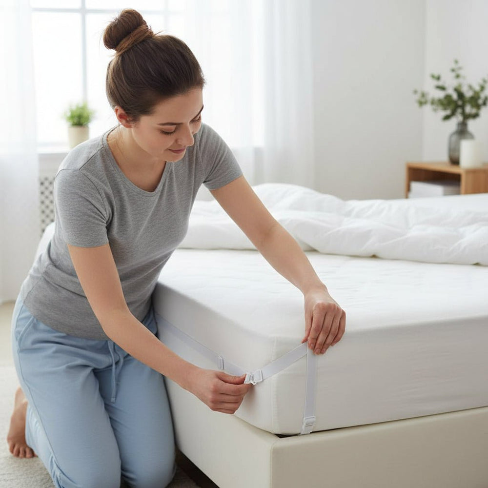 شرائط تثبيت شراشف السرير 4 قطع 17×2.5 سم - آنية المنزل الراقي