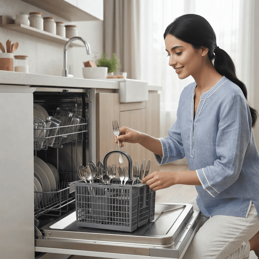 سلة أدوات المائدة لغسالة الصحون متعددة الاستخدامات متوافقة مع Hotpoint وIndesit وBauknecht - آنية المنزل الراقي