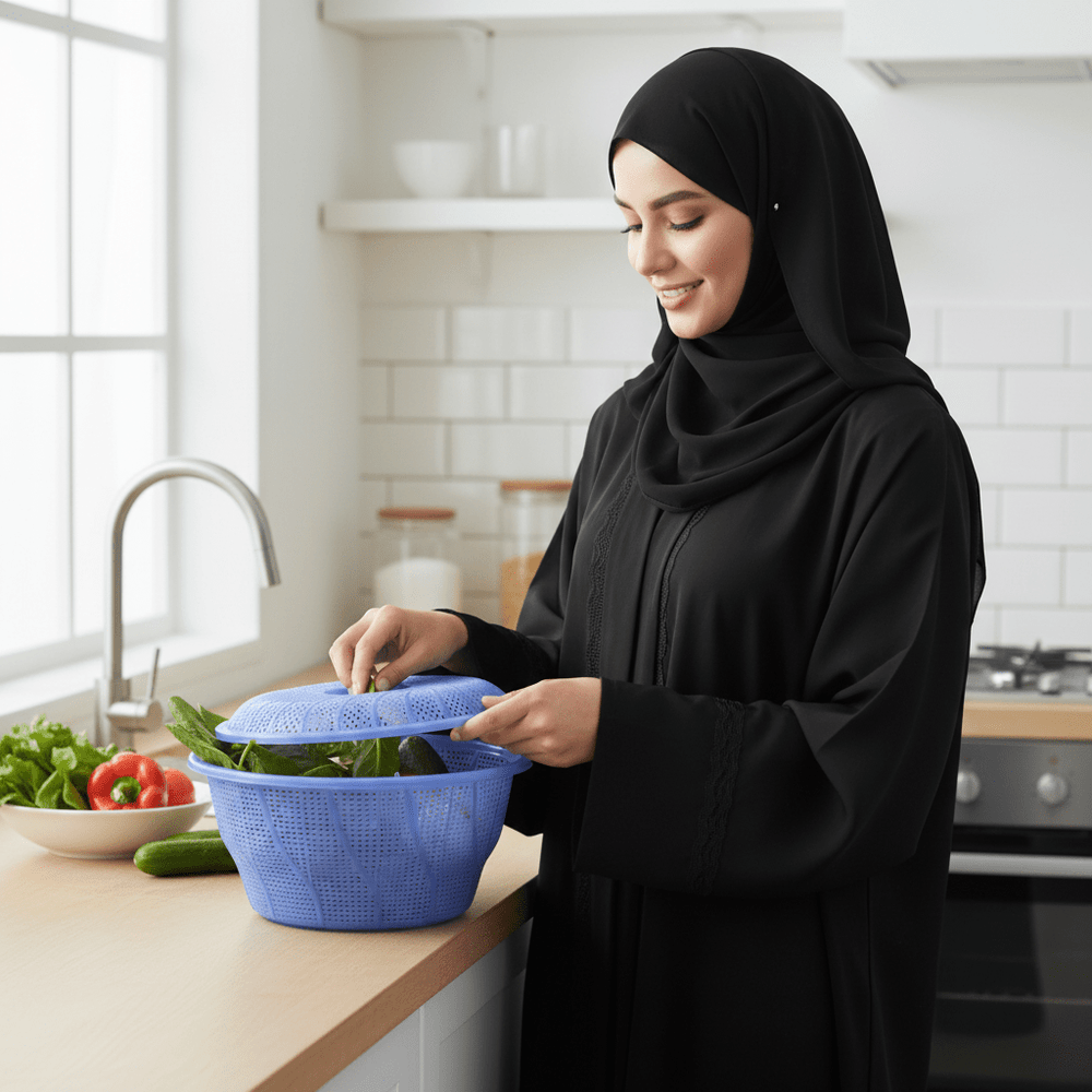 سلة تقديم الفواكة بلاستيك مع غطاء 30سم - آنية المنزل الراقي