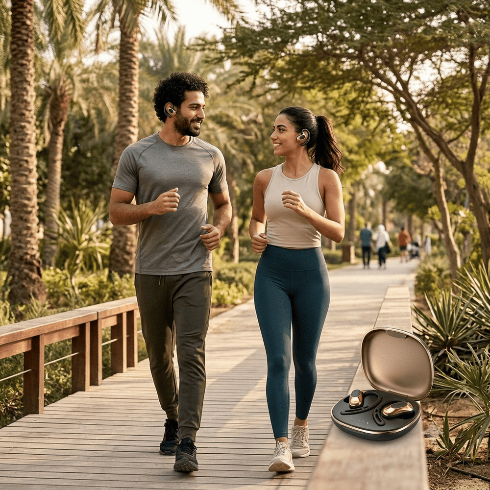 سماعات HTC NE35 اللاسلكية بتقنية Bluetooth 5.3 مع الترجمة بالذكاء الاصطناعي وتصميم OWS الرياضي - آنية المنزل الراقي