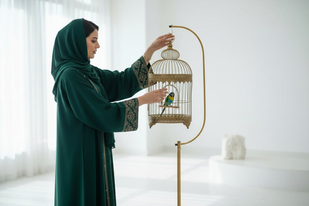 Metal bird cage stand with hanging hook 
