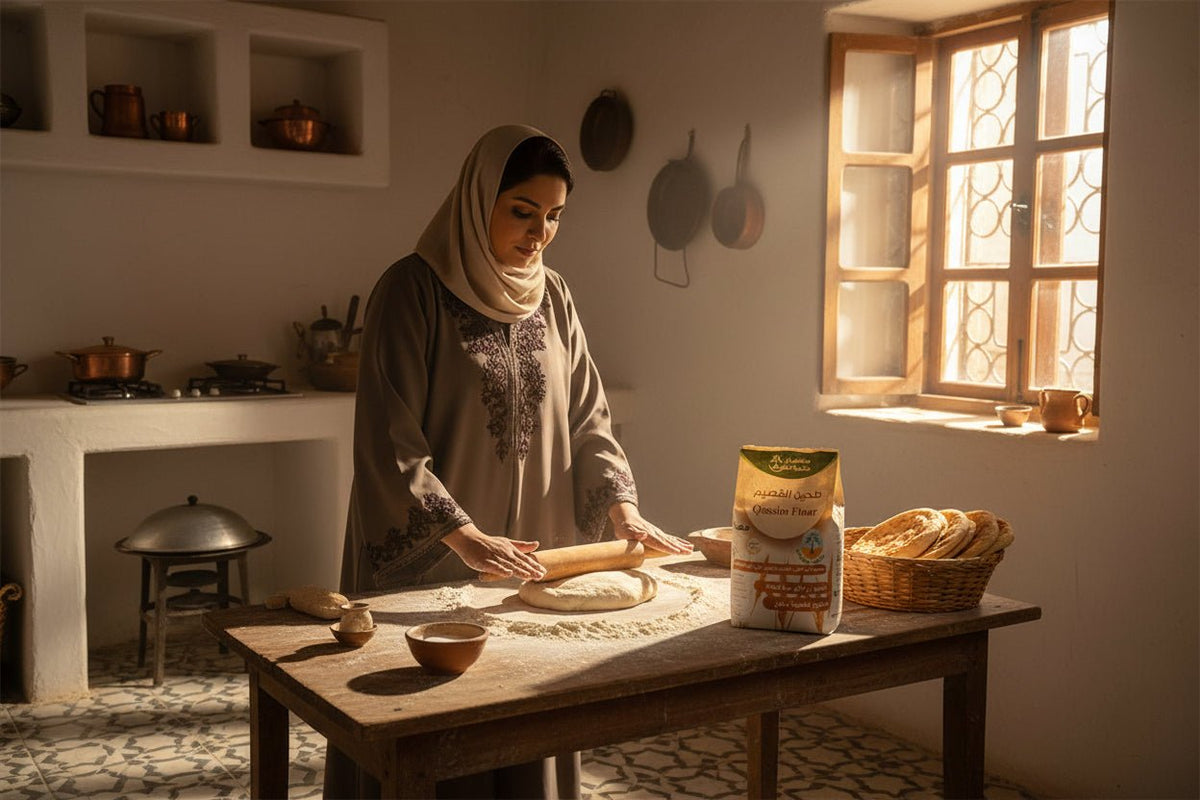 طحين القصيم العضوي بر بلدي حبة كاملة من راهي 1 كجم - آنية المنزل الراقي