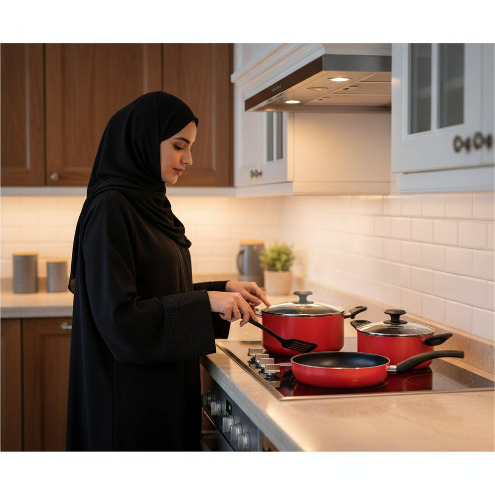 طقم أواني طهي غير لاصقة 8 قطع Homeway HW3689 - آنية المنزل الراقي