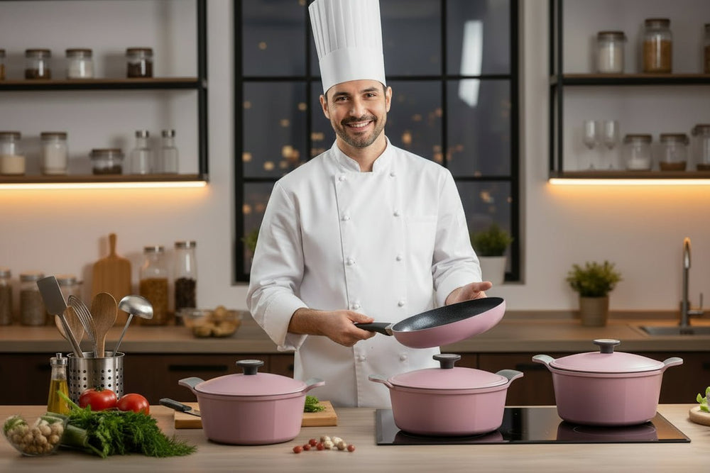 طقم قدور نيوفلام اكستيرما 9 قطع – لون وردي