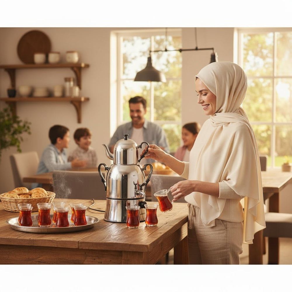 سماور شاي كوركماز نوستا ، تصميم آمن وعملي
