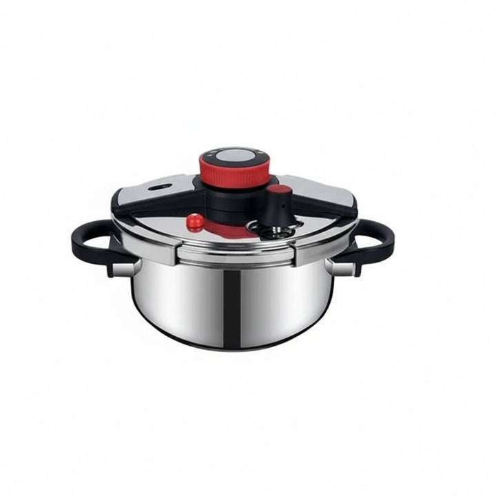 Shuangxi stainless steel pressure cooker, 22 cm/4 L, compatible with gas and induction stoves, explosion-proof, clip-on design for home use.