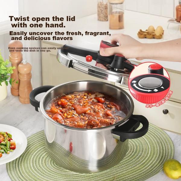 Shuangxi stainless steel pressure cooker, 22 cm/4 L, compatible with gas and induction stoves, explosion-proof, clip-on design for home use.