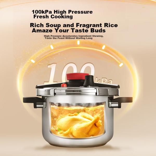 Shuangxi stainless steel pressure cooker, 22 cm/4 L, compatible with gas and induction stoves, explosion-proof, clip-on design for home use.