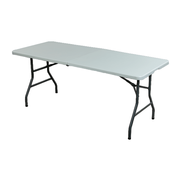 Living Accents 5 Feet Portable and Durable Plastic Molded Folding Table White and Black