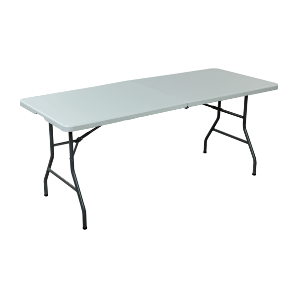 Living Accents 6 Feet Portable and Durable Plastic Molded Folding Table White and Black