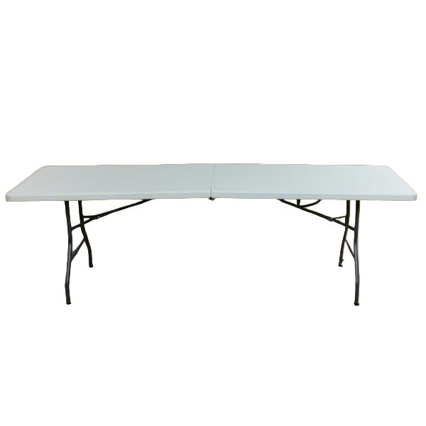 Living Accents 8 Feet Portable and Durable Plastic Molded Folding Table White and Black