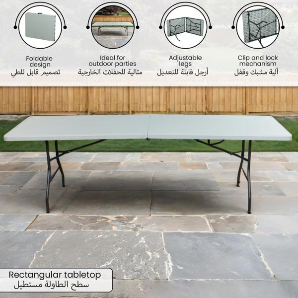 Living Accents Portable and Durable Plastic Molded Folding Table White and Black YX-Z242-3X
