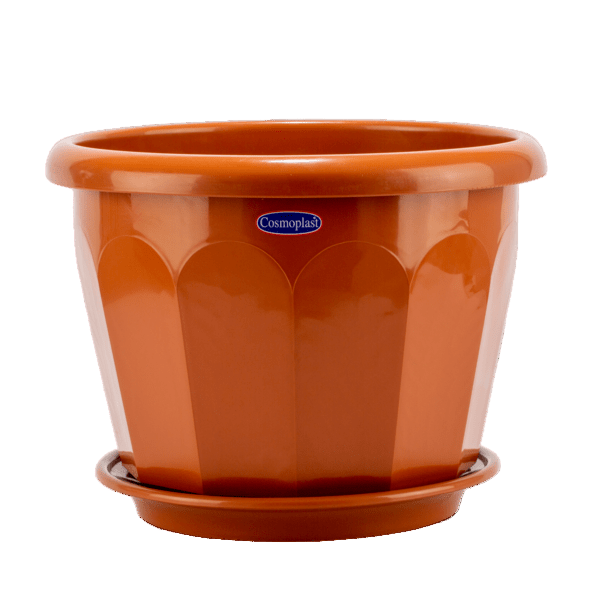 Cosmoplast Flower Pot with Tray Terracotta
