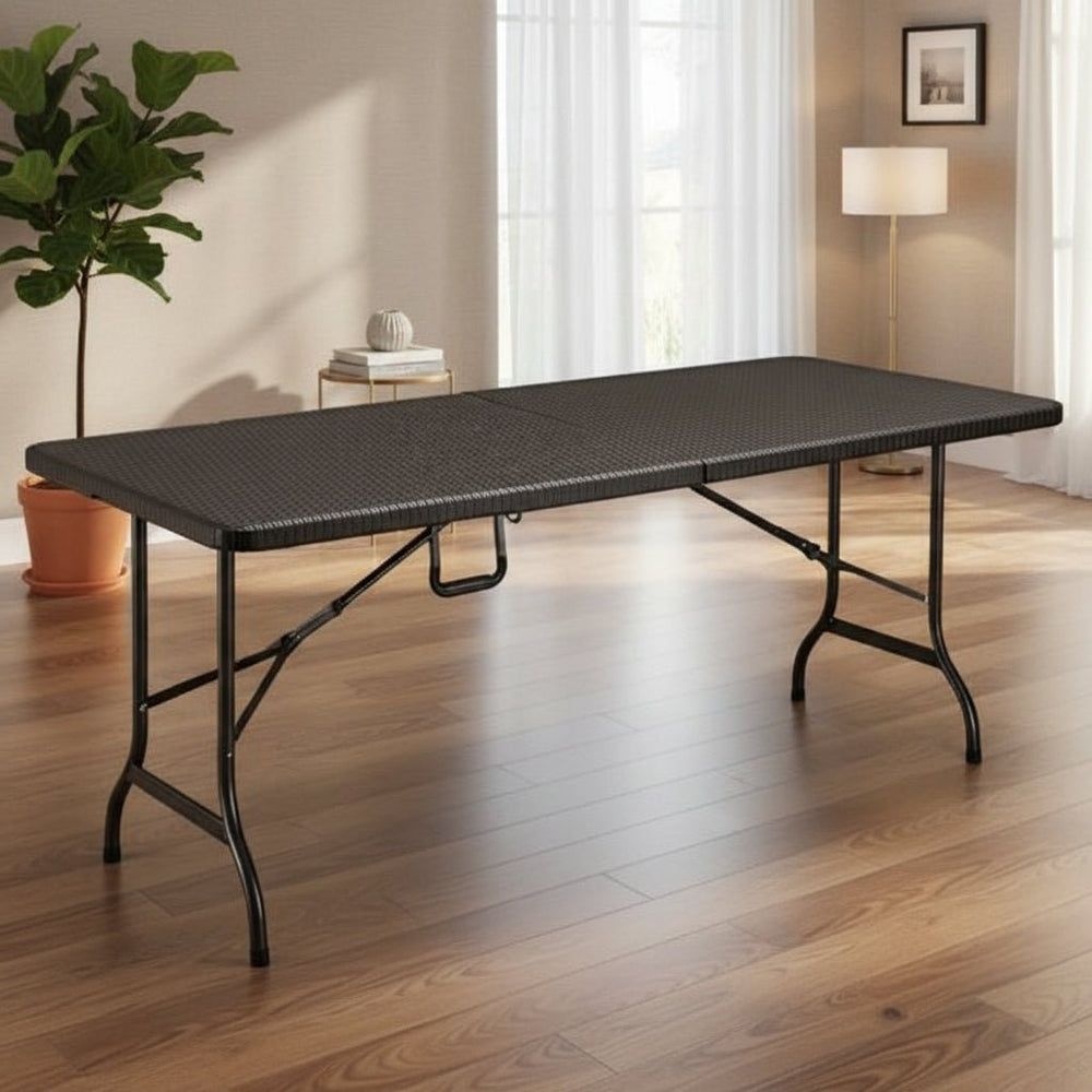 Living Accents Durable Sturdy Legs Foldable Rectangular Table Dark Brown RZK-180