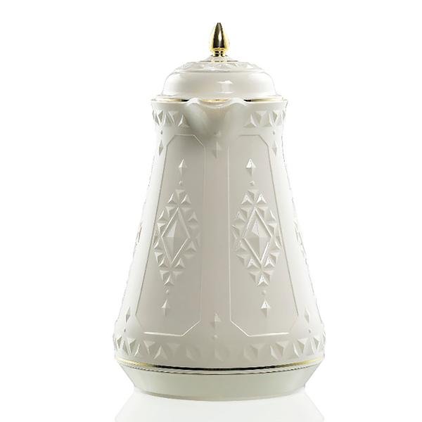 Rose Plastic 2121 Leak Proof Design Tea Thermos with Ergonomic Handle White and Gold 1 Liter