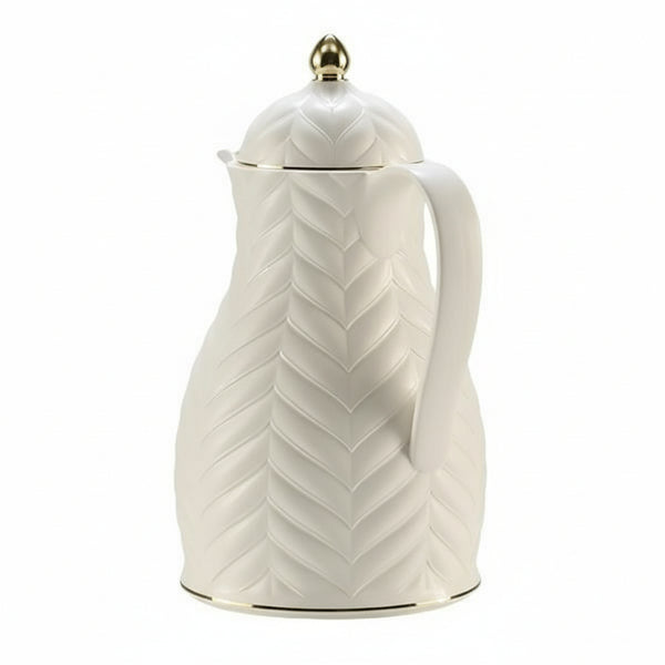 Rose Plastic 1919 Compact Design Tea Thermos with Ergonomic Handle White and Gold 1 Liter